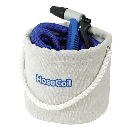 Hosecoil Canvas Bucket W/75' Expandable Hose, Rubber Tip HCE75CB